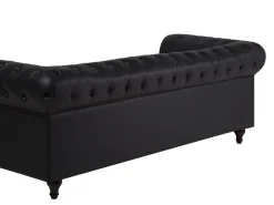 Sohvat<Beliani Iso Musta 3-Istuttava Keinonahkasohva Chesterfield