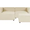 Best Sale Beliani 2-Istuttava Kulmasohva Ja Rahi Pellava Oikeak. Beige Aprica