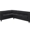 Store Beliani 6-Istuttava Kulmasohva Keinonahka Oikeak. Musta Chesterfield