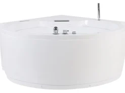 Kylpy- & Poreammeet<Beliani Kulmaporeamme Led-Valot Bluetooth-Kaiutin Valkoinen 150 X 114 Cm Milano