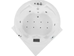 Kylpy- & Poreammeet<Beliani Kulmaporeamme Led-Valot Bluetooth-Kaiutin Valkoinen 150 X 114 Cm Milano