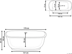 Fashion Beliani Kylpyamme Vapaasti Seisova Kulta 170 X 77 Cm Tesoro