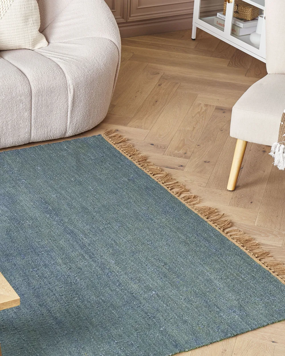 Best Beliani Matto Juutti Sininen 160 X 230 Cm Lunia