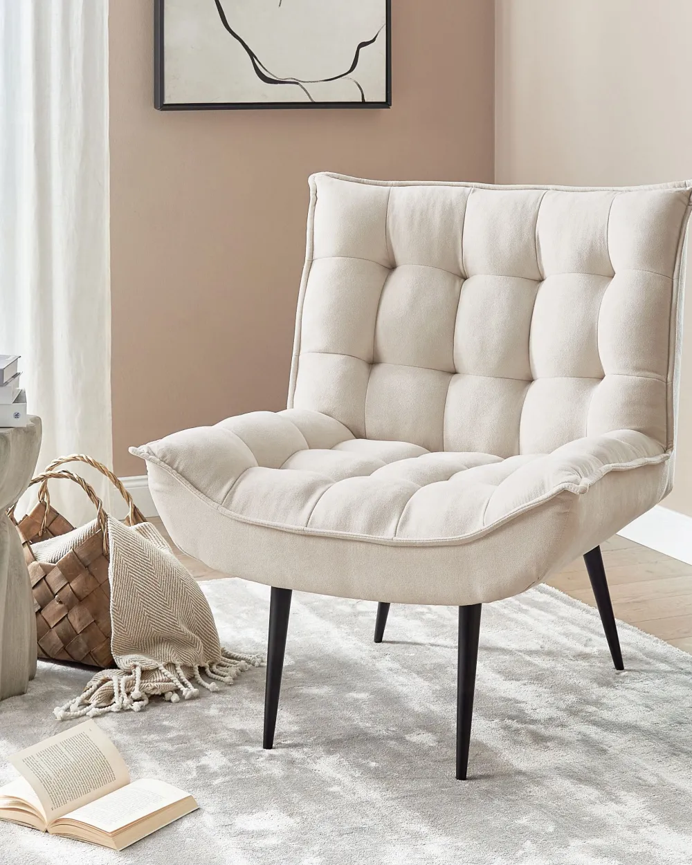 Cheap Beliani Nojatuoli Kangas Vaalea Beige Alvesta