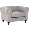 Best Beliani Nojatuoli Kangas Vaaleanharmaa Chesterfield