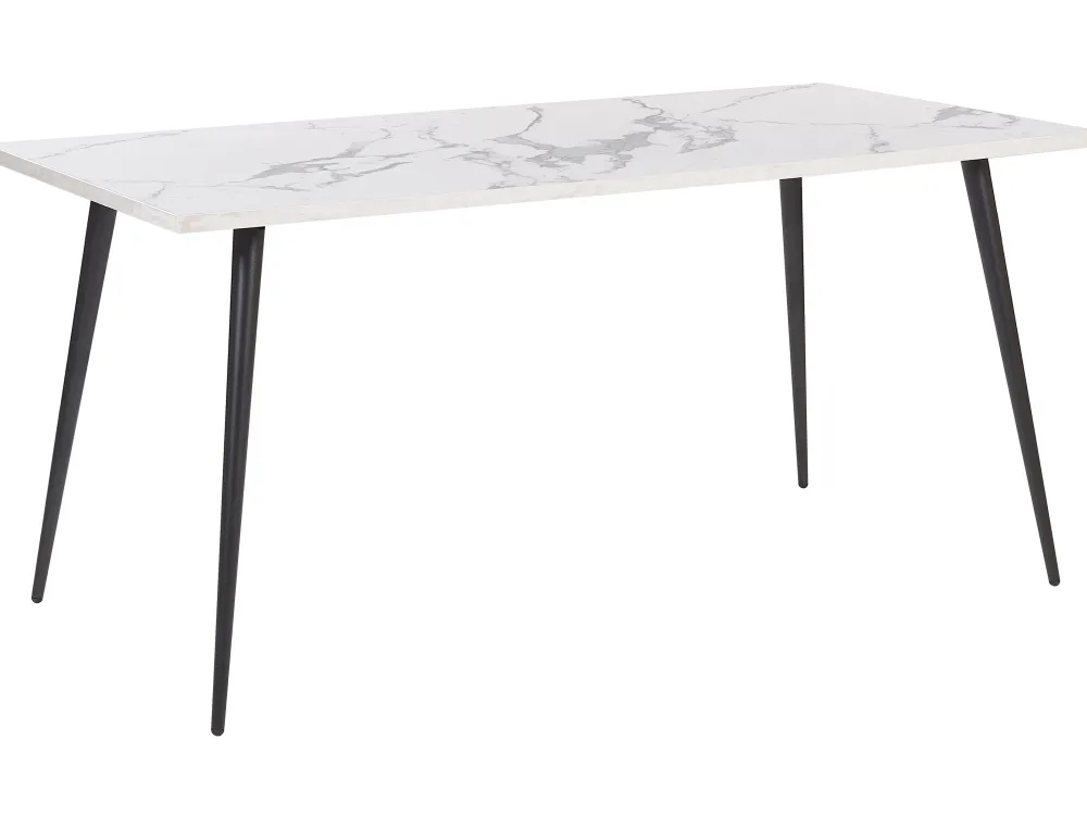 Best Sale Beliani Ruokapoyta Marmorikuvio Valkoinen/Musta 160 X 80 Cm Santiago