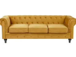 Sohvat<Beliani Sinapinkeltainen Samettiverhoiltu Sohvaryhma Chesterfield