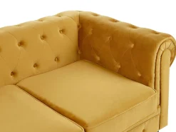 Sohvat<Beliani Sinapinkeltainen Samettiverhoiltu Sohvaryhma Chesterfield