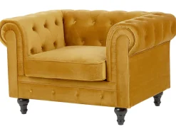 Sohvat<Beliani Sinapinkeltainen Samettiverhoiltu Sohvaryhma Chesterfield