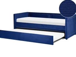 Cheap Beliani Sohvasanky Vakosametti Lisavuode Laivastonsininen 90 X 200 Cm Mimizan