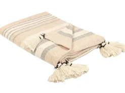 Tekstiilit<Beliani Torkkupeitto Puuvilla Beige 130 X 170 Cm Yarseli