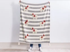 Tekstiilit<Beliani Torkkupeitto Puuvilla Valkoinen/Harmaa 125 X 150 Cm Namtar