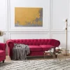 Sohvat<Beliani Tummanpunainen Samettiverhoiltu Sohvaryhma Chesterfield
