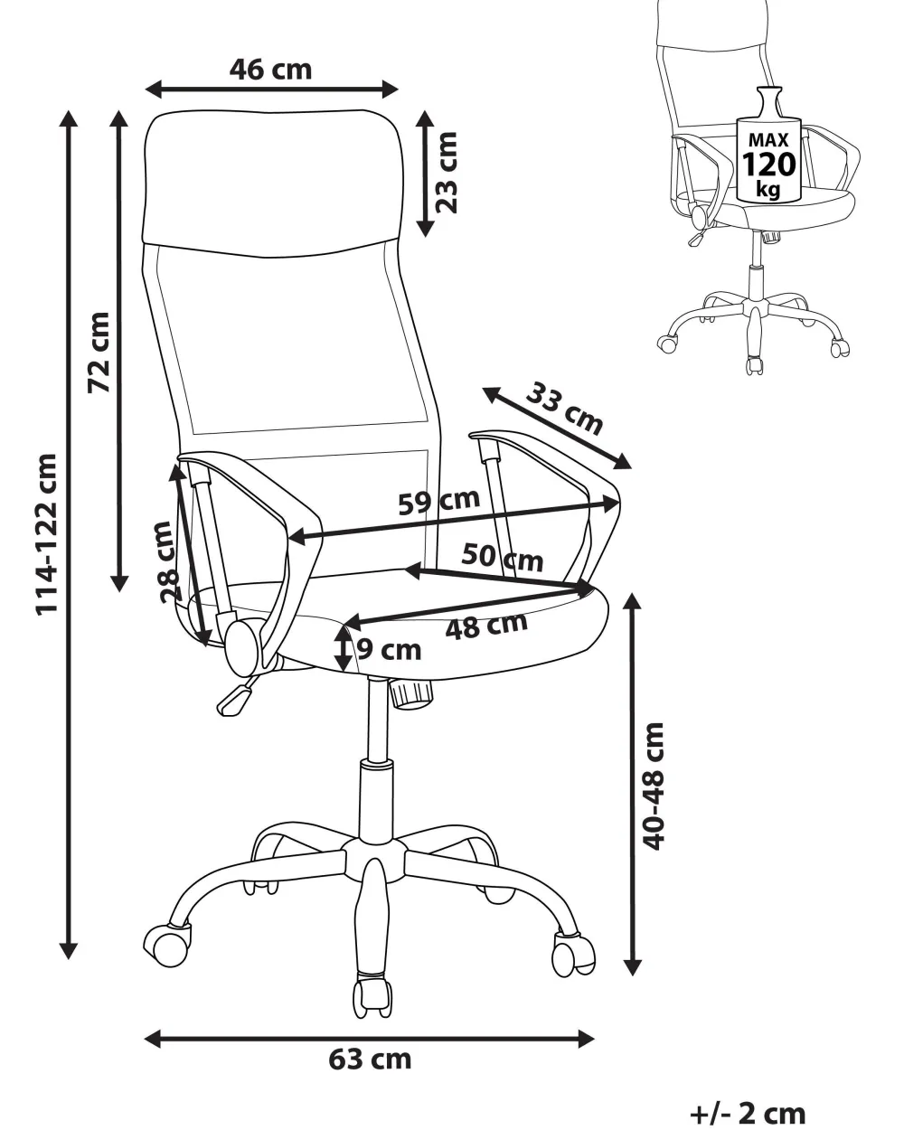 Tuolit<Beliani Tyotuoli Verkkokangas Musta Design