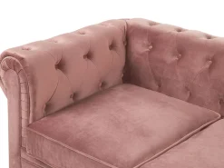 Sohvat<Beliani Vaaleanpunainen Samettiverhoiltu Sohvaryhma Chesterfield